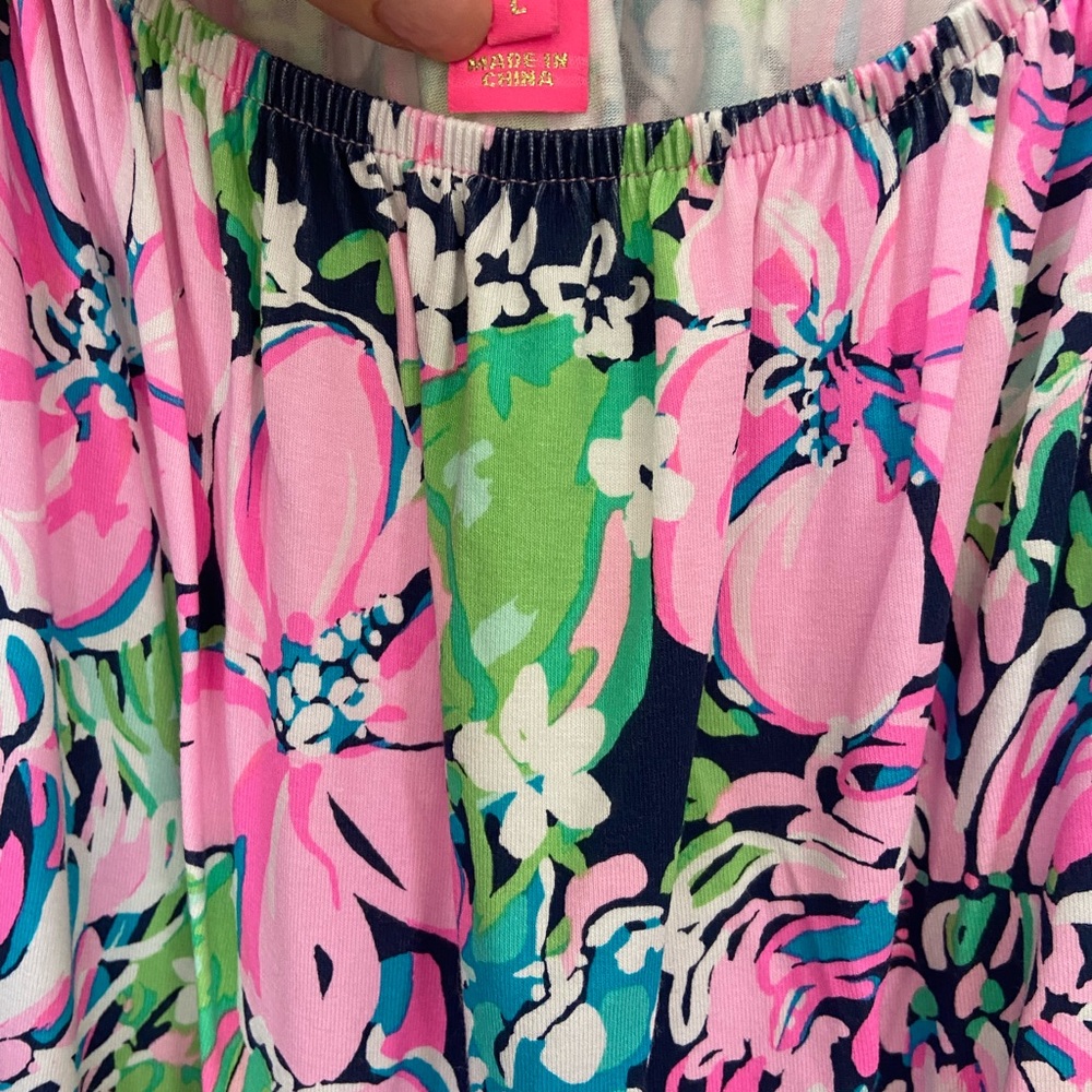 Lilly Pulitzer Pink Floral Off-Shoulder Romper size Large - Picture 2 of 7